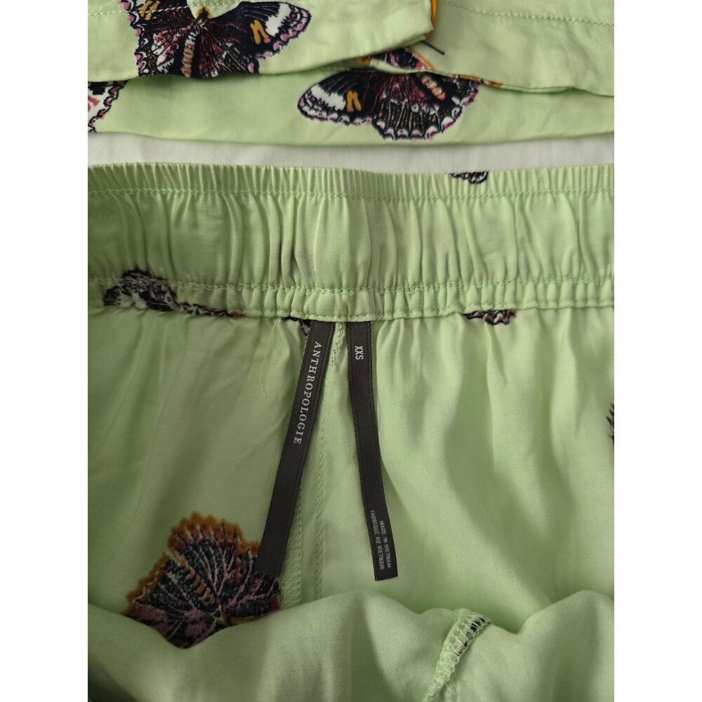 Anthro Butterfly Pajama Set Top S Shorts XS Green Lounge Sleepwear Resort girly - Picture 6 of 15